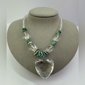Southwestern style necklace with turquoise and acrylic heart / beads